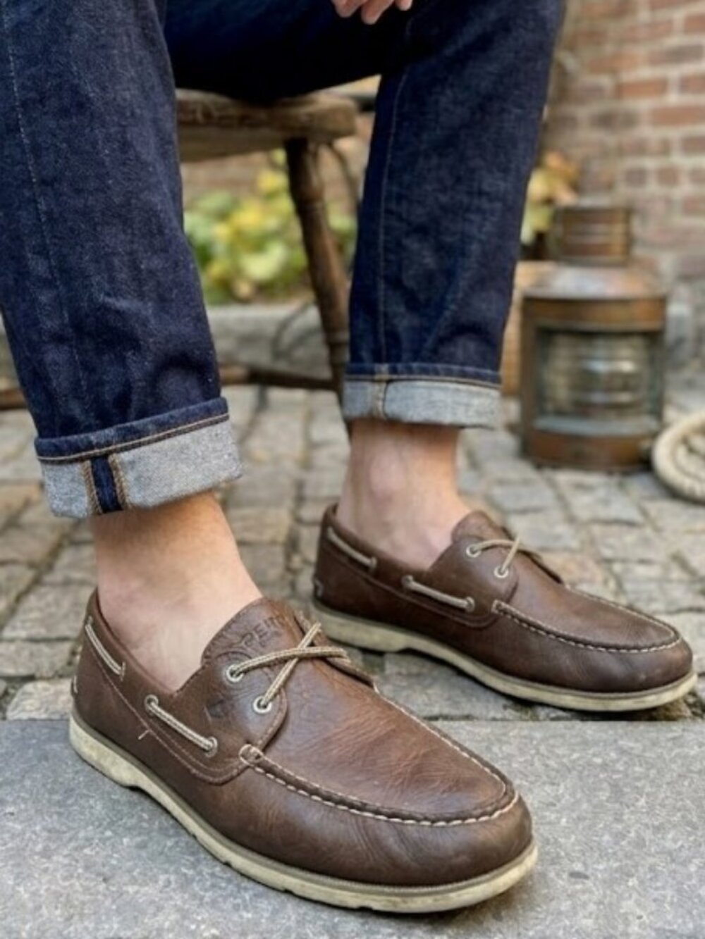 Sperry Top Sider Brown Leather Boat Shoes Mens 13M Deck Loafers